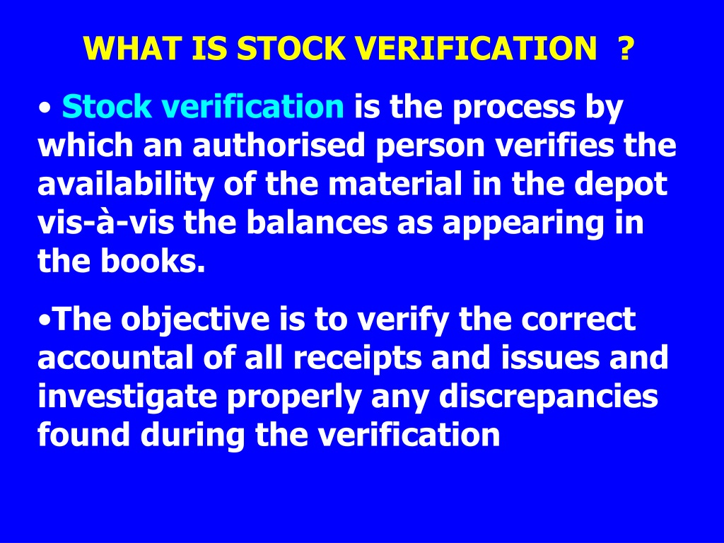 PPT - STOCK VERIFICATION PowerPoint Presentation, Free Download - ID ...