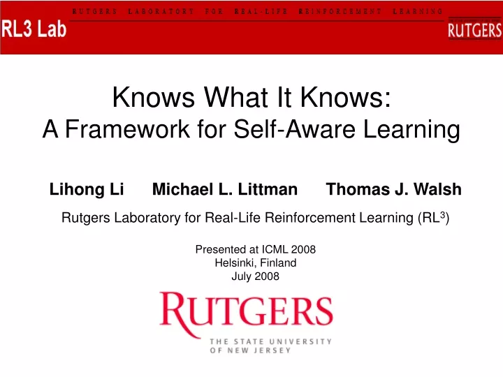 knows what it knows a framework for self aware learning n.