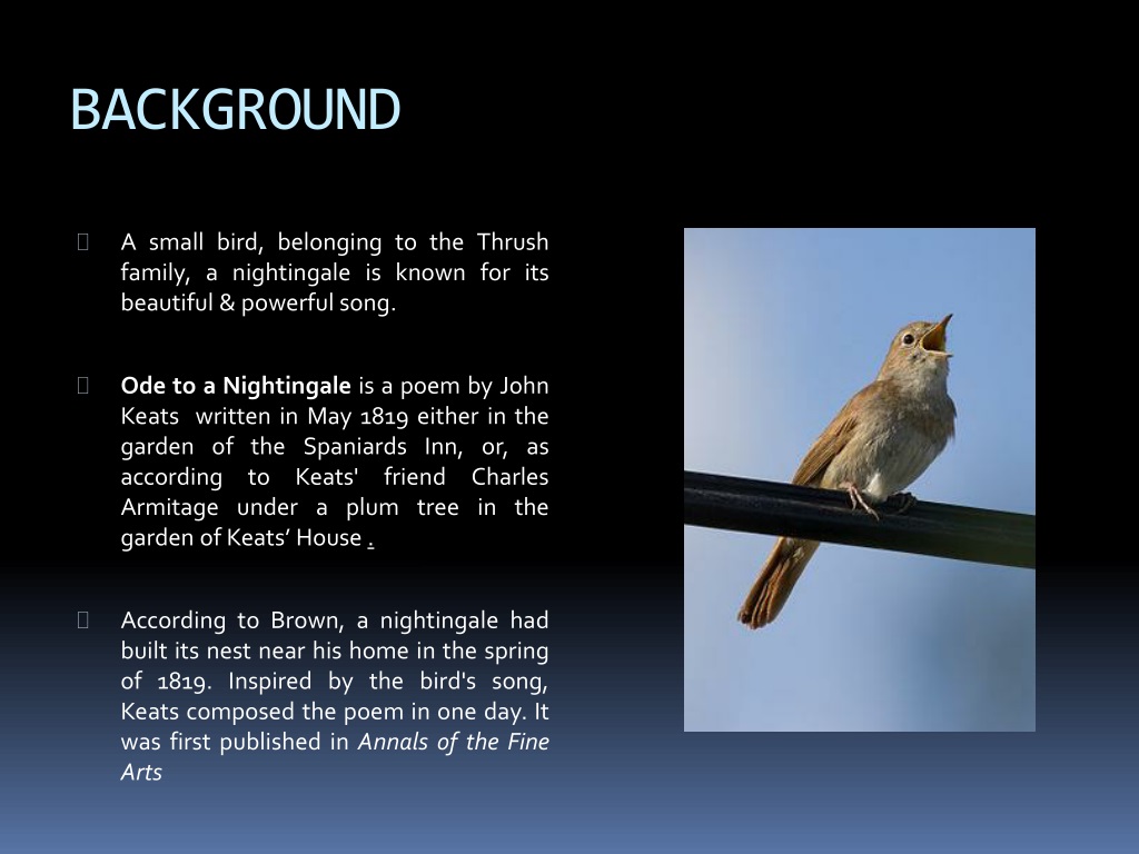 Ppt John Keats Ode To A Nightingale Powerpoint Presentation Free