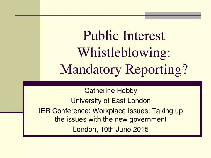 public interest whistleblowing mandatory reporting n.