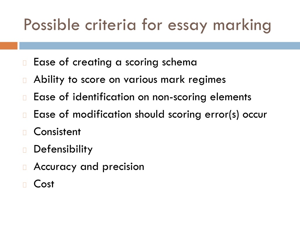 marking criteria for essay