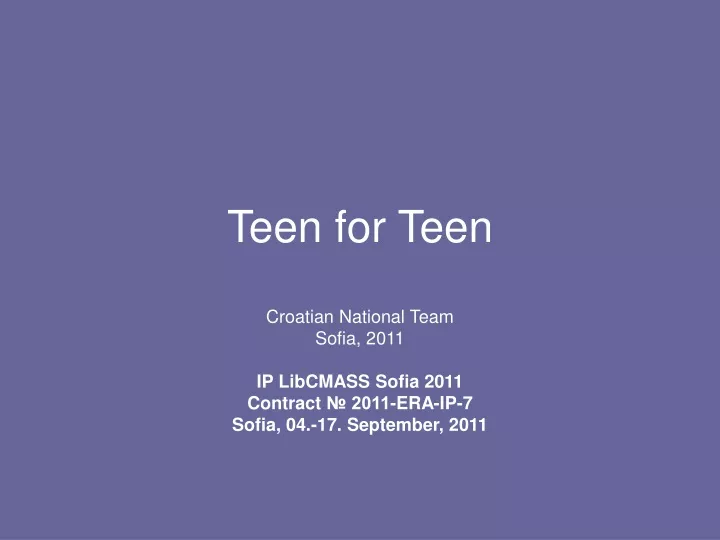 teen for teen n.