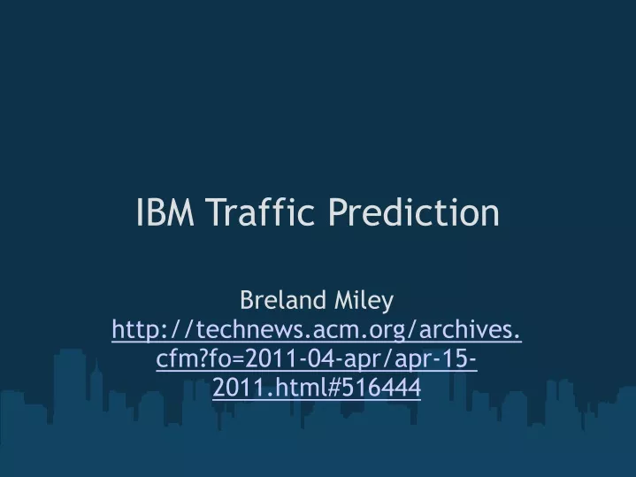 ibm traffic prediction n.