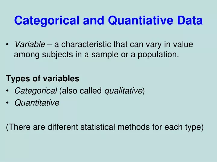 PPT - Categorical and Quantiative Data PowerPoint Presentation, free ...