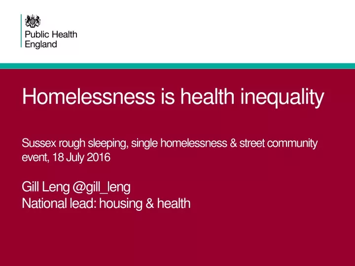 homelessness is health inequality sussex rough n.