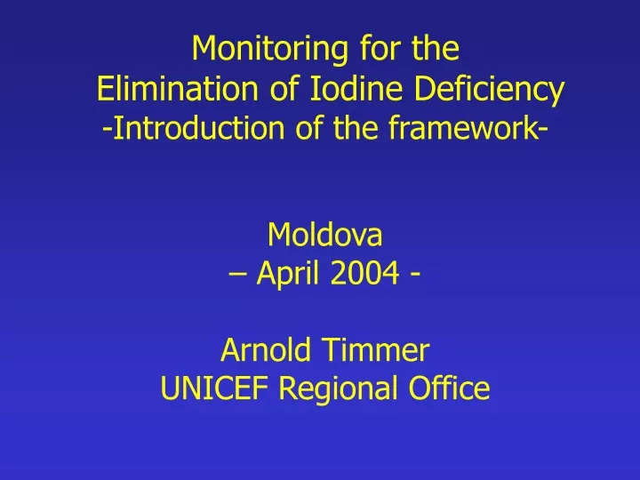 monitoring for the elimination of iodine n.