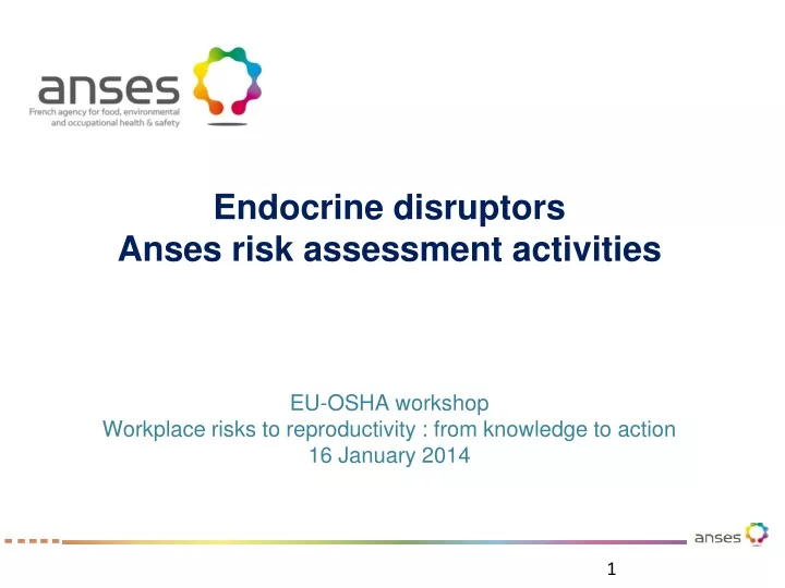 PPT - Endocrine Disruptors Anses Risk Assessment Activities EU-OSHA ...