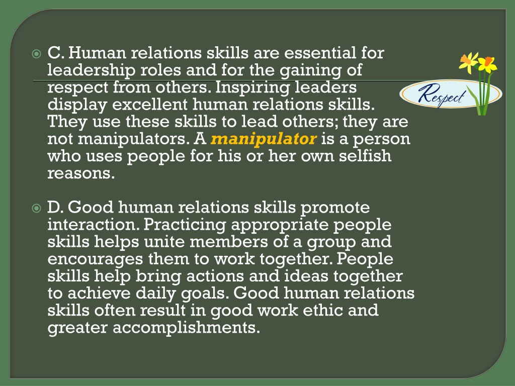 PPT - 1 Discuss The Importance Of Developing Human Relations Skills ...