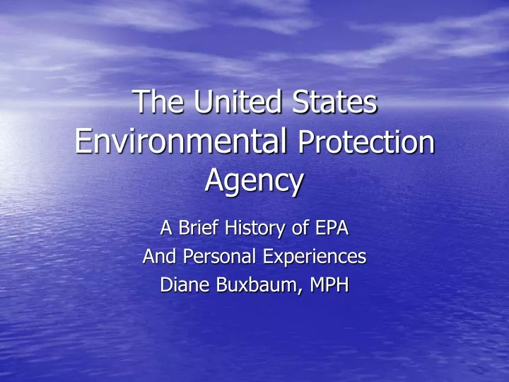 PPT - The United States Environmental Protection Agency PowerPoint ...