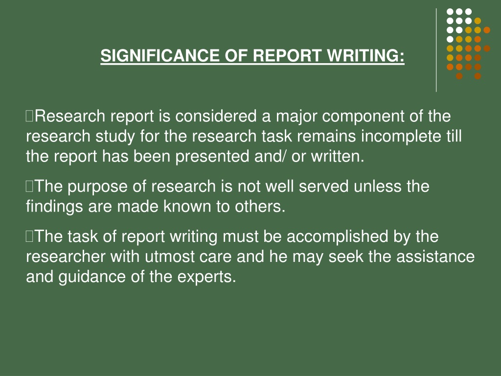 significance of report writing in research methodology pdf