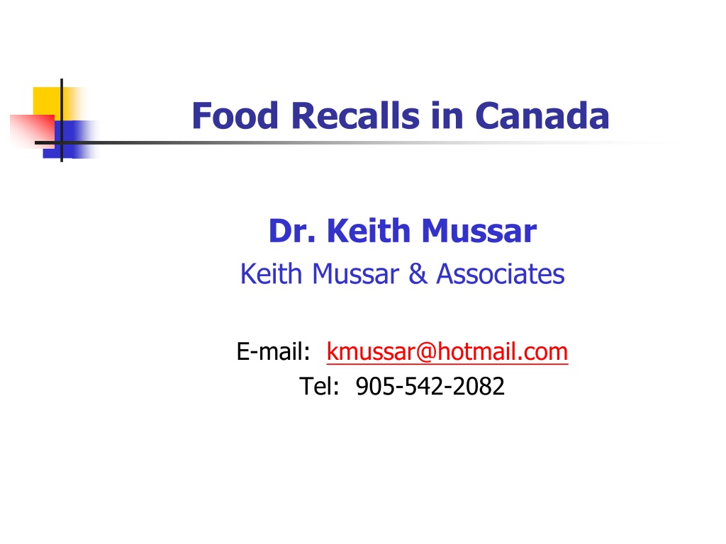 PPT Food Recalls in Canada Food Industry Perspective PowerPoint