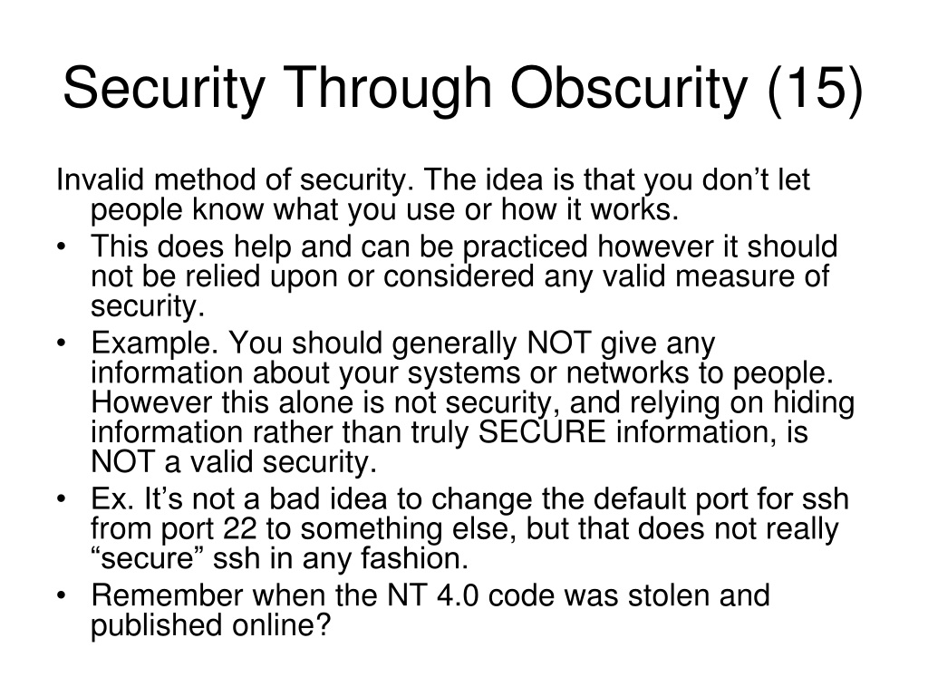 security through obscurity example