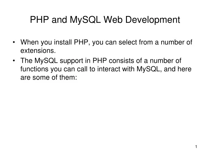 PPT - PHP and MySQL Web Development PowerPoint Presentation, free ...