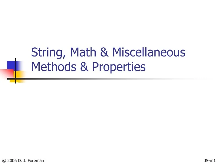 PPT String, Math & Miscellaneous Methods & Properties PowerPoint