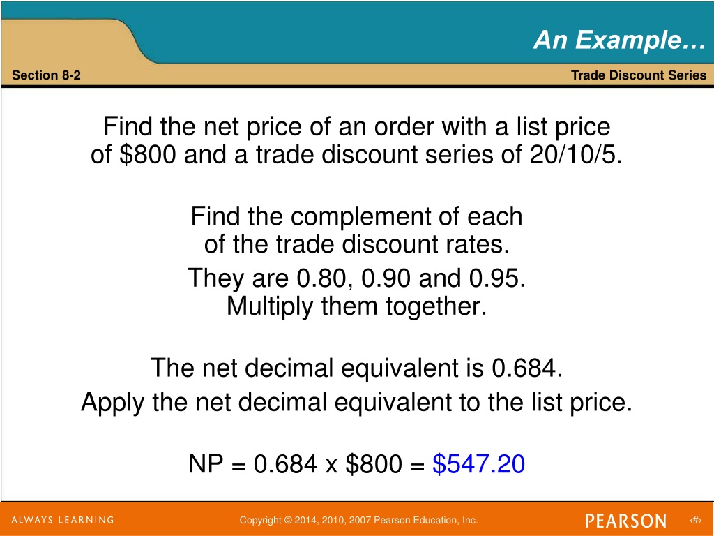 example trade discount series