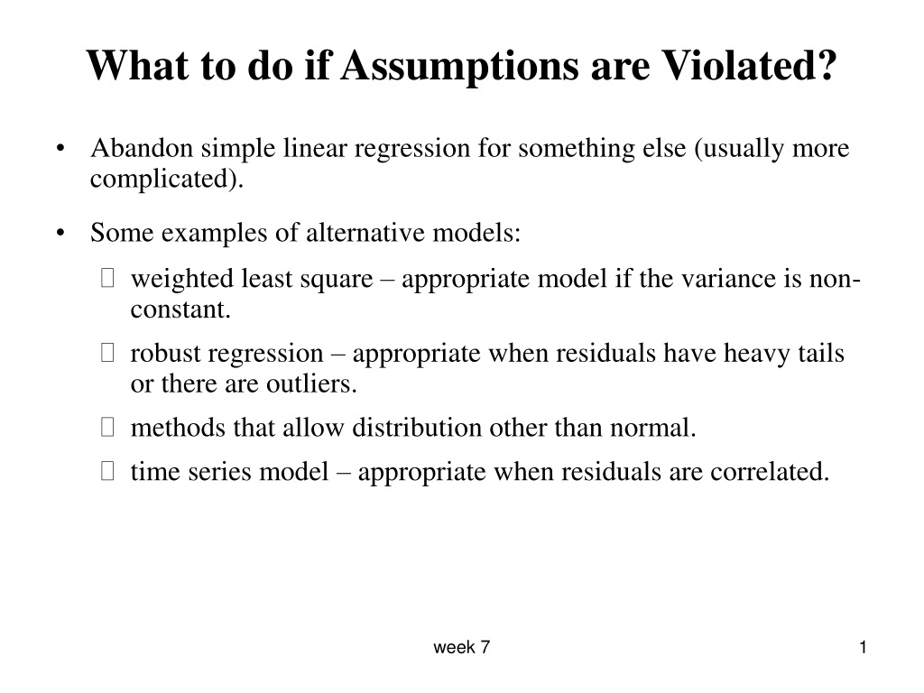 PPT - What to do if Assumptions are Violated? PowerPoint Presentation ...