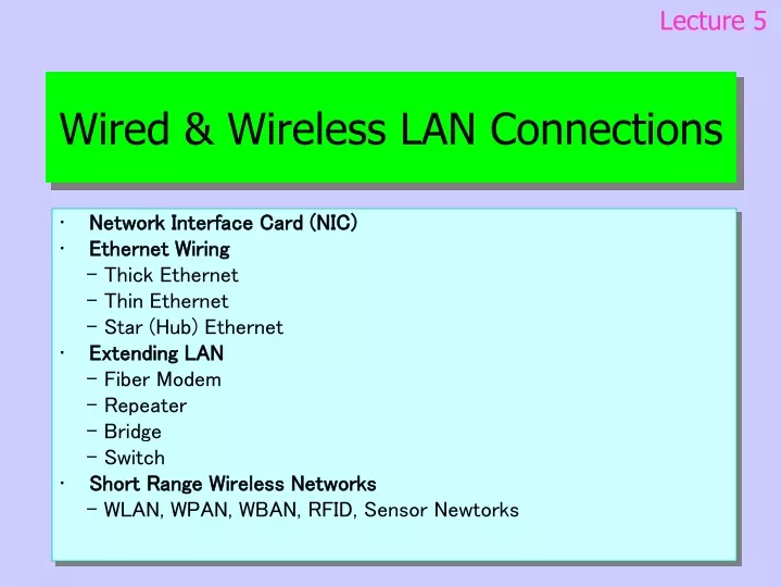 Ppt Wired Wireless Lan Connections Powerpoint Presentation Free