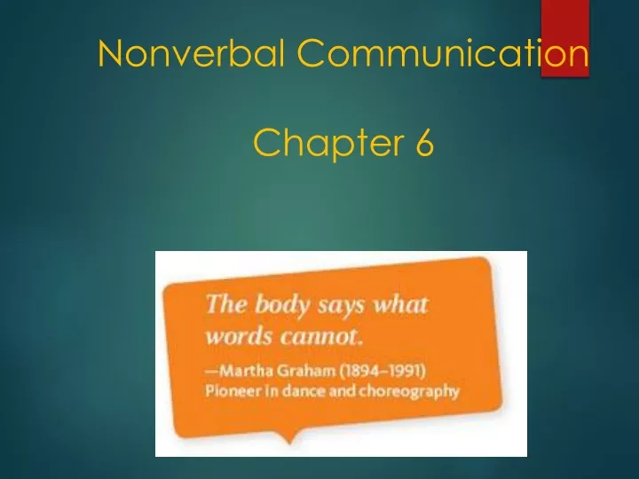 nonverbal communication chapter 6 n.