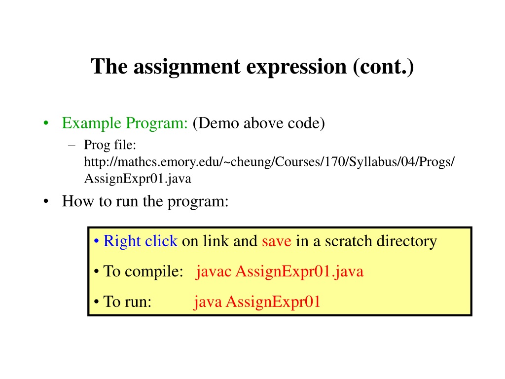 assignment operation in expression