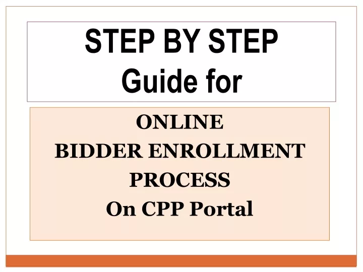 online bidder enrollment process on cpp portal n.