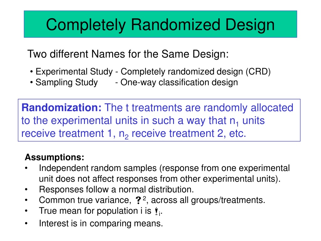 PPT The Completely Randomized Design ( § 8.2) PowerPoint Presentation