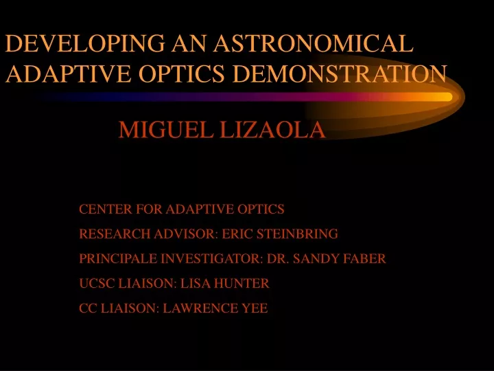 developing an astronomical adaptive optics n.