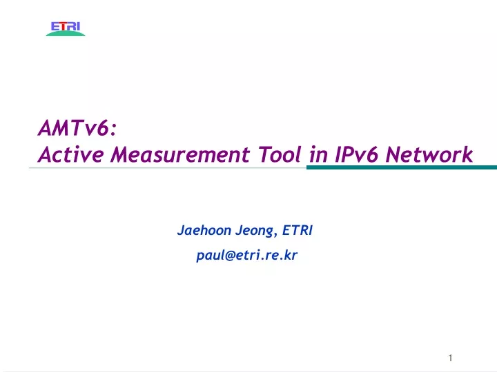 amtv6 active measurement tool in ipv6 network n.