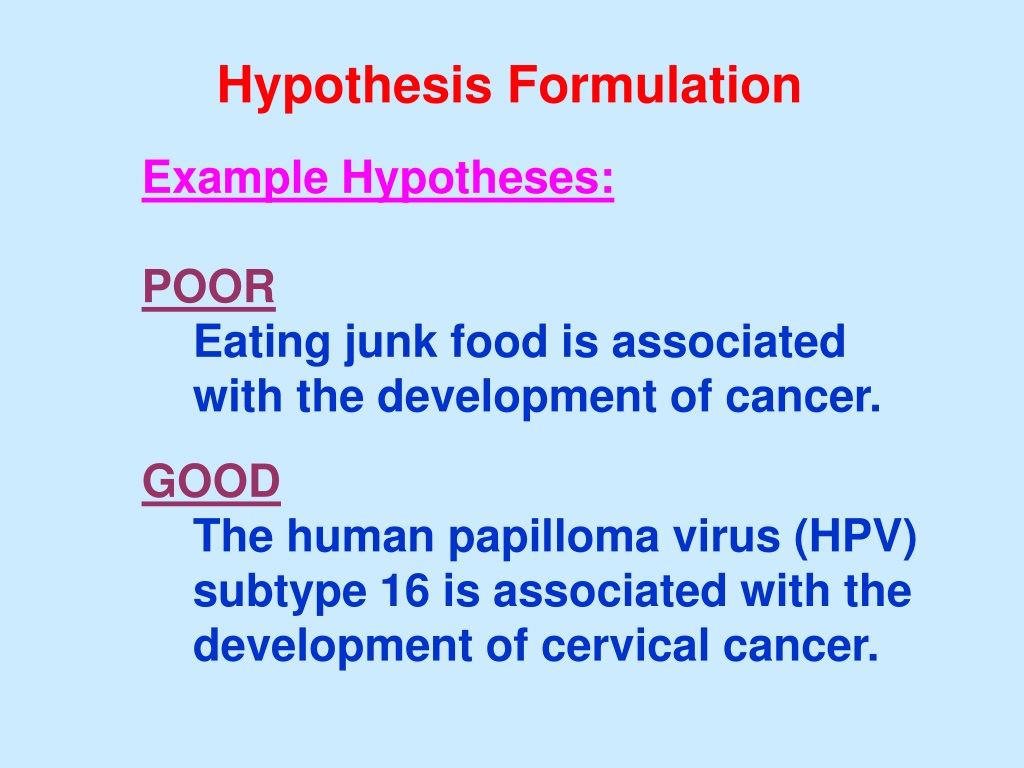 hypothesis formulation epidemiology