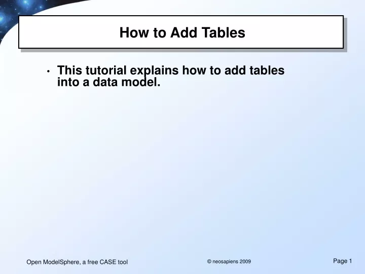 how to add tables n.