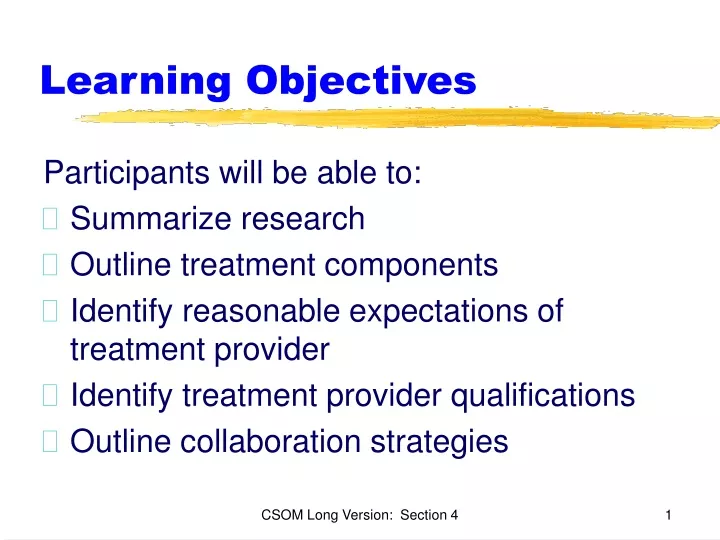 learning objectives n.