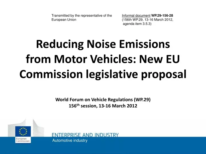 reducing noise emissions from motor vehicles n.