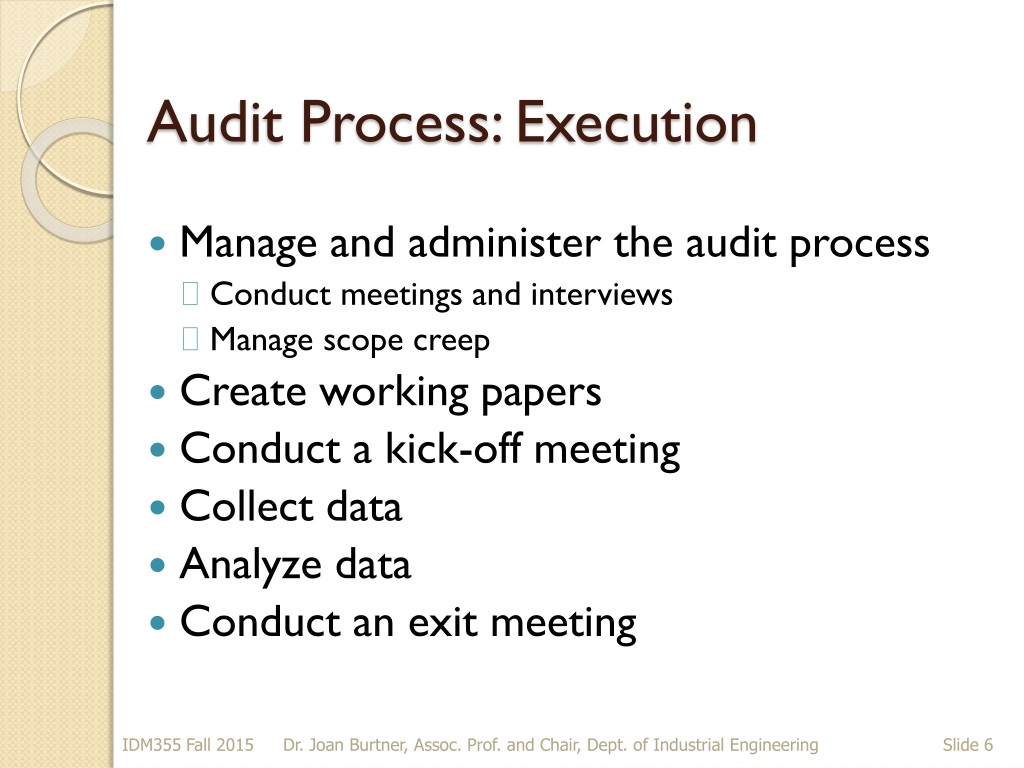 audit assignment execution process