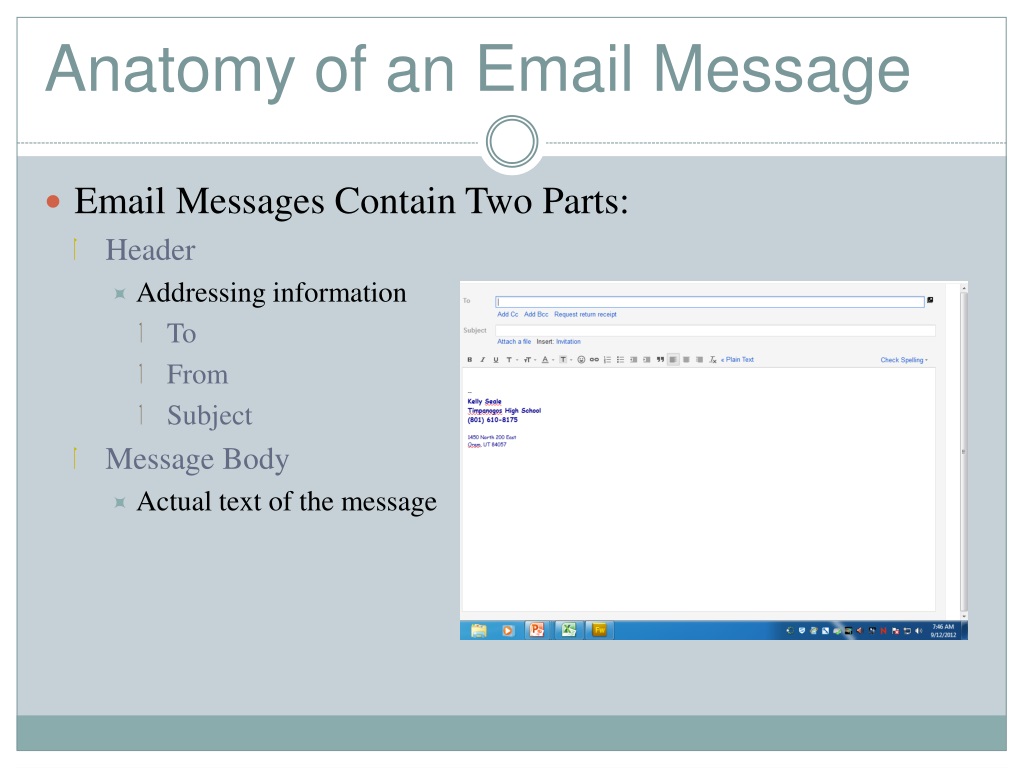 Basic Parts of an Email Message and Address