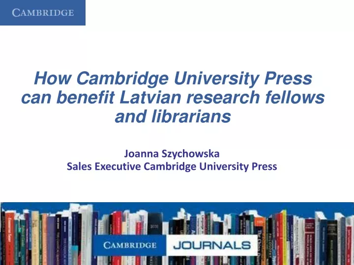 how cambridge university press can benefit n.