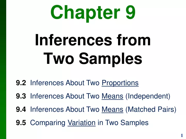 Ppt Chapter 9 Inferences From Two Samples Powerpoint Presentation Free Download Id9683167 7347