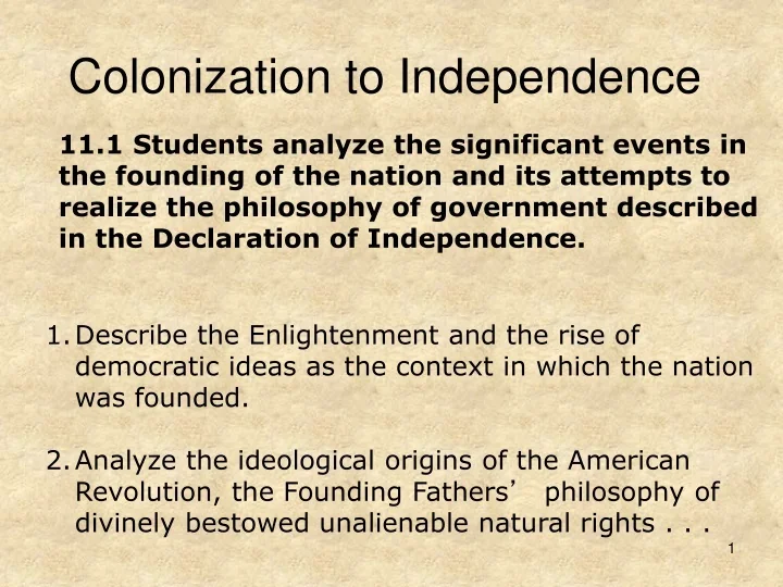 PPT - Colonization to Independence PowerPoint Presentation, free ...