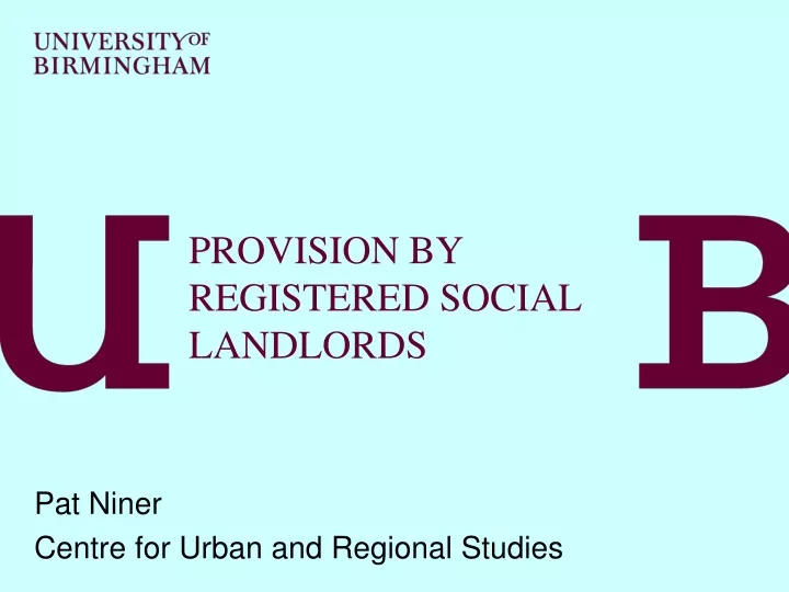 PPT PROVISION BY REGISTERED SOCIAL LANDLORDS PowerPoint Presentation