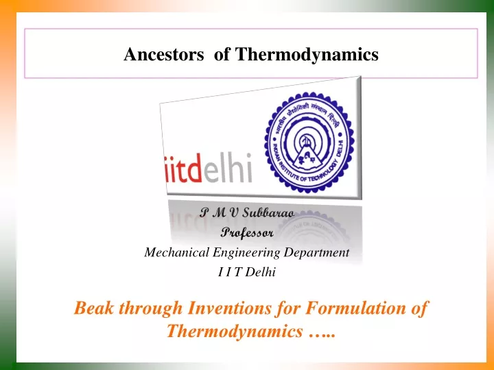 ancestors of thermodynamics n.