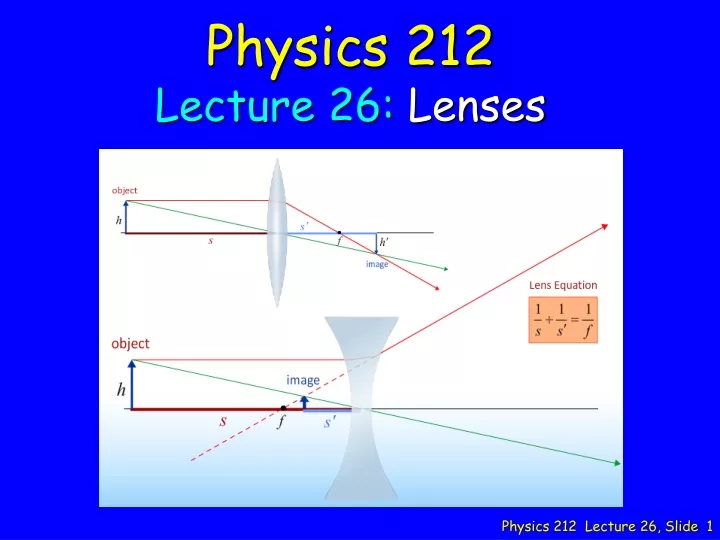 PPT - Physics 212 Lecture 26: Lenses PowerPoint Presentation, Free ...