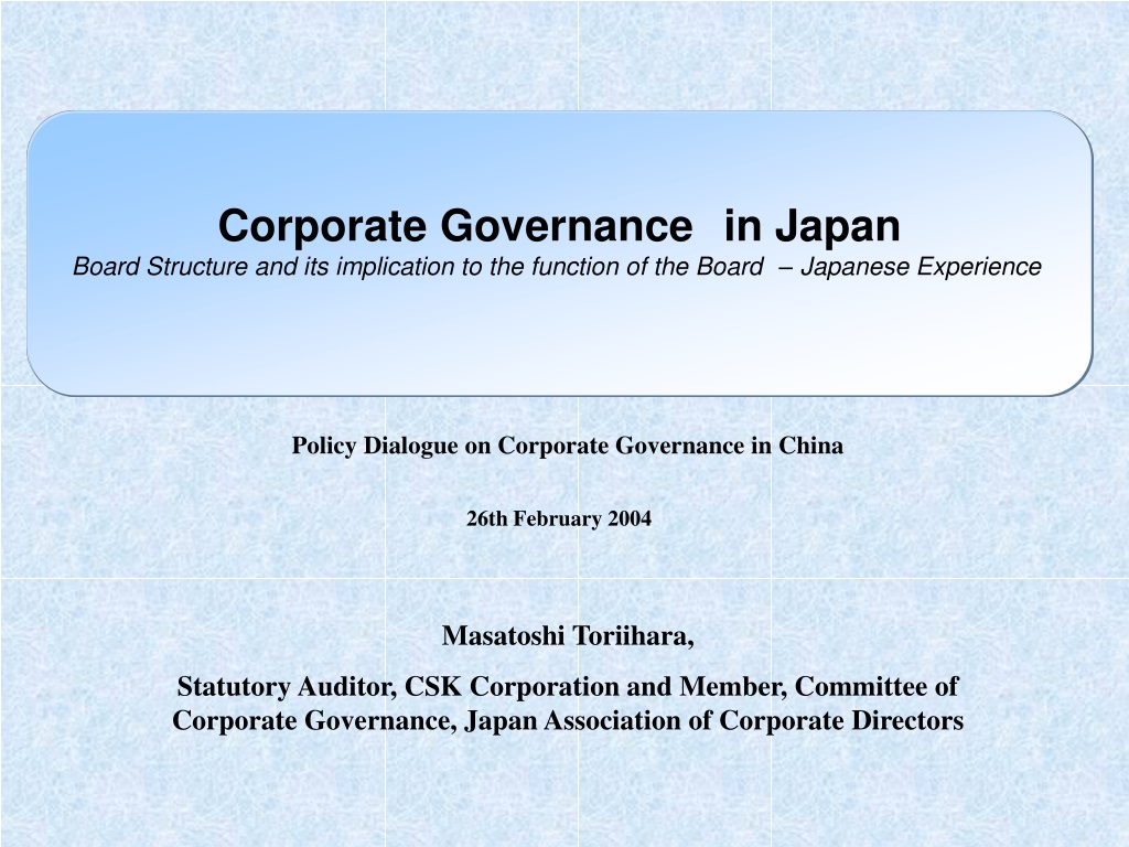 PPT - Corporate Governance in Japan PowerPoint Presentation, free