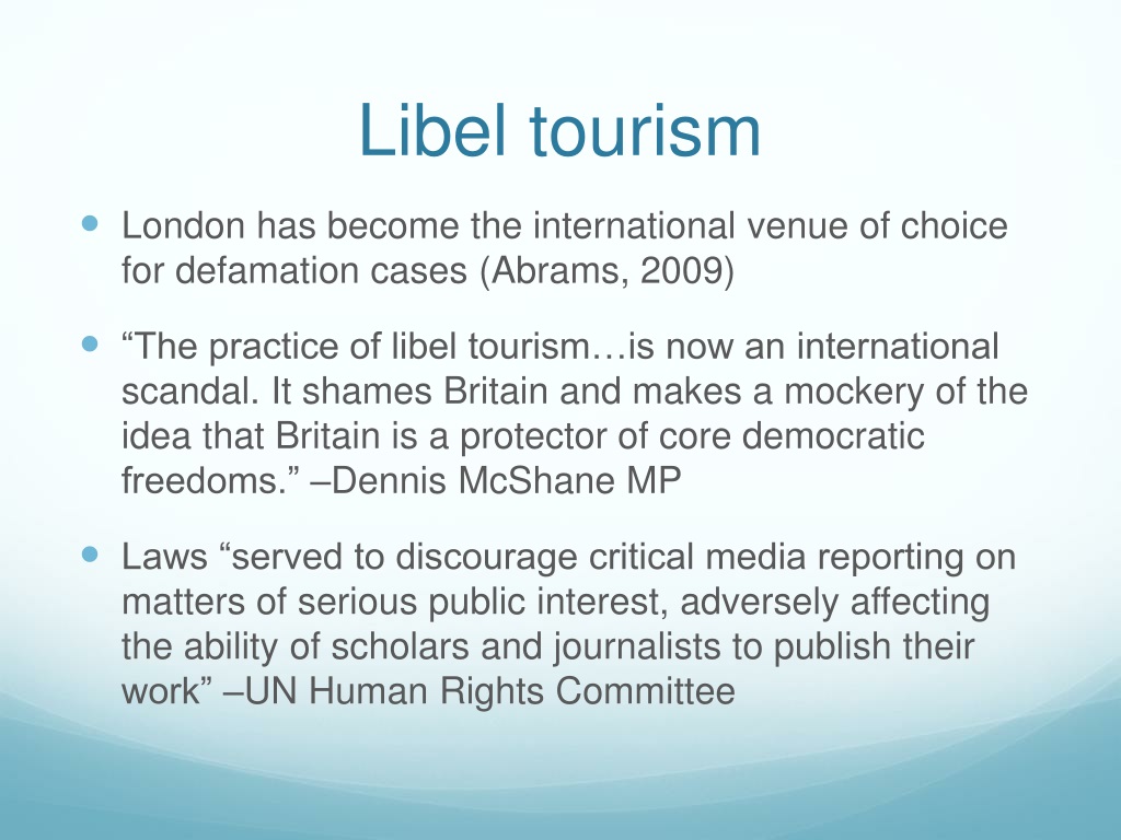 meaning of libel tourism