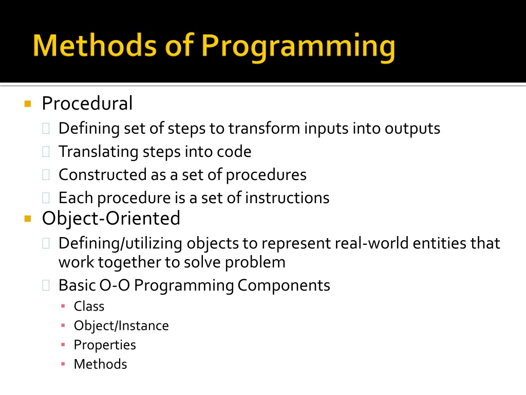 define programming methodology