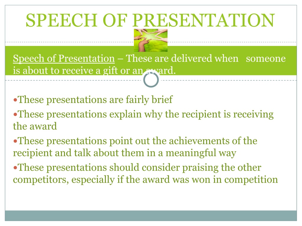 speech of presentation meaning