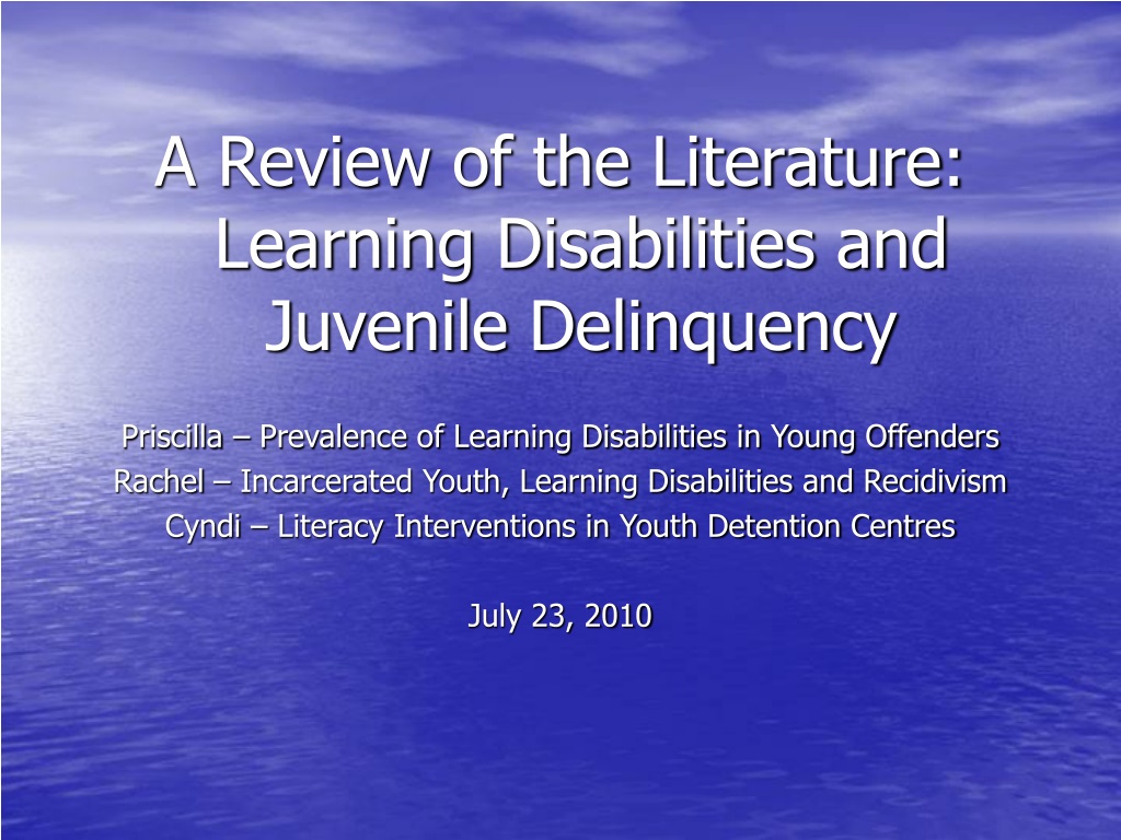 literature review of juvenile delinquency