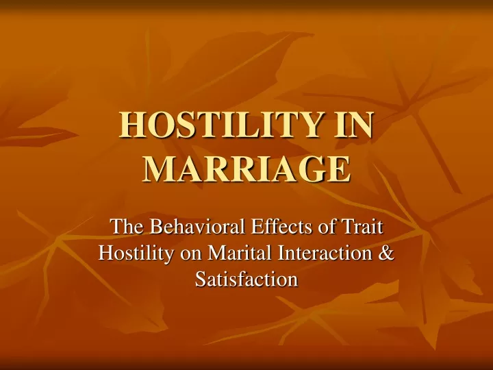 hostility in marriage n.