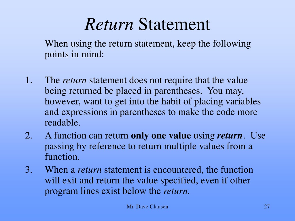 return statement should not contain assignment no return assign