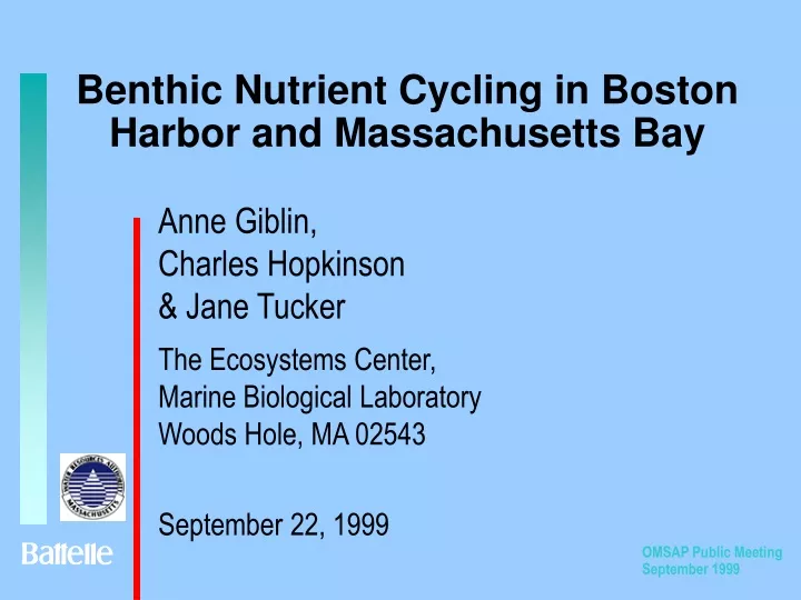 benthic nutrient cycling in boston harbor and massachusetts bay n.