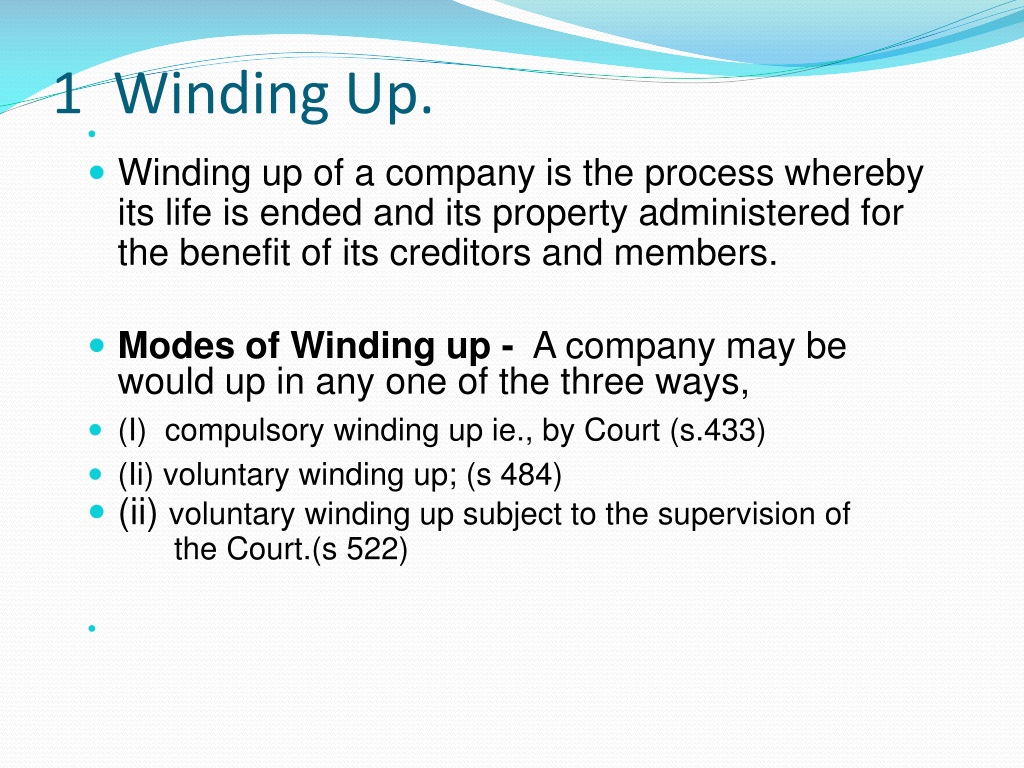 case study for winding up of a company