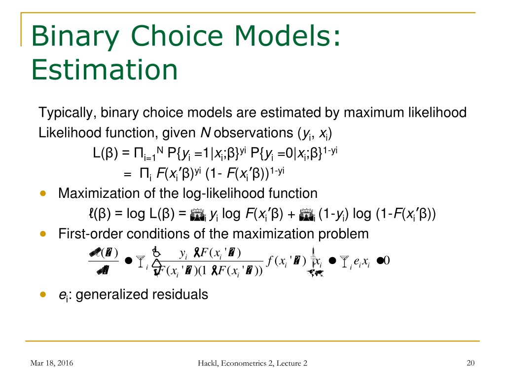 Ppt Econometrics 2 Lecture 2 Models With Limited Dependent Variables Powerpoint Presentation Id