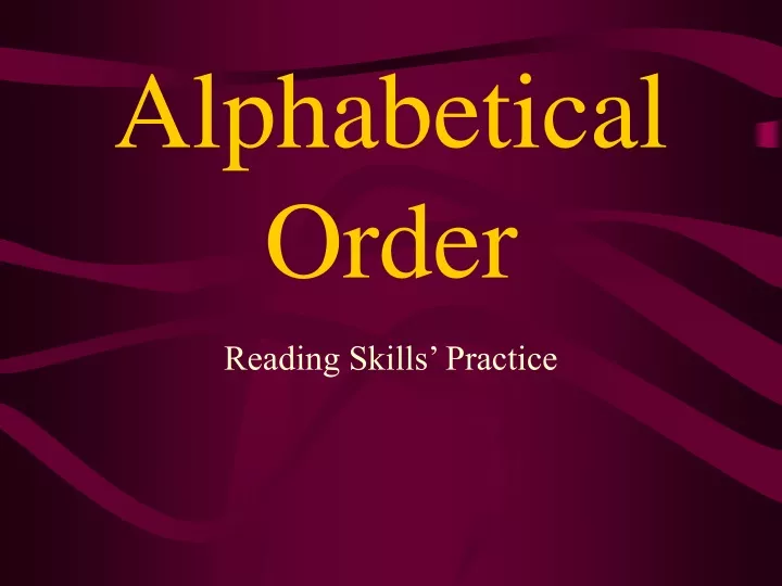 alphabetical order n.
